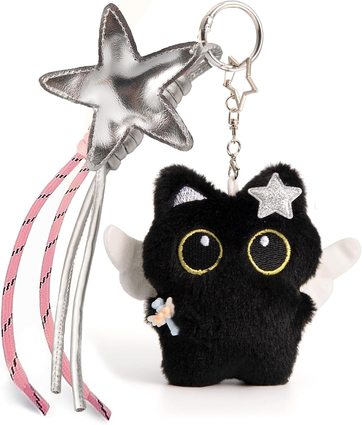 Bag Charm Cute Black Cat Plush Keychain Backpack Purse Key Chain Accessories Gifts for Women