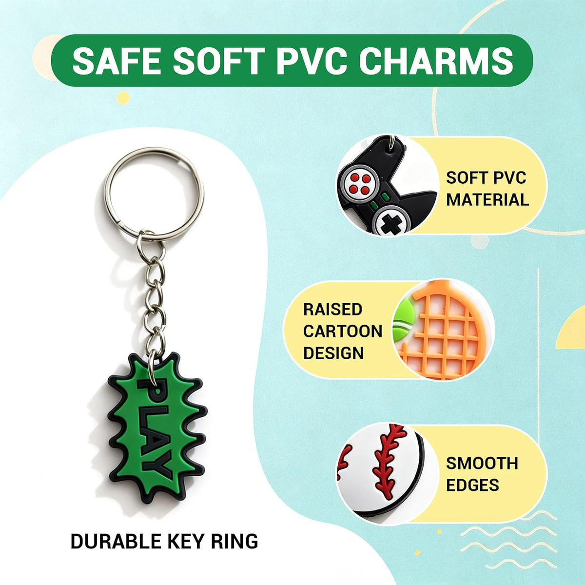 30 35pcs Different Keychains Bulk, Mixed Cute Keychains
