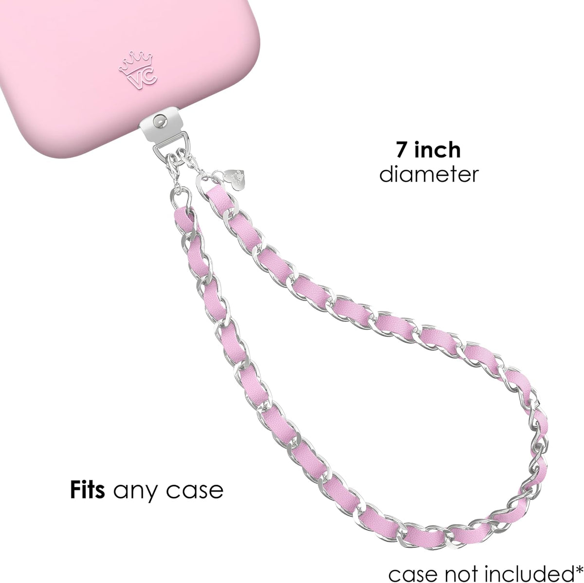VELVET CAVIAR Leather Chain Phone Charm Wrist Strap - Cute Lanyard Accessory for Women - Fits all Phone Cases (Pink)
