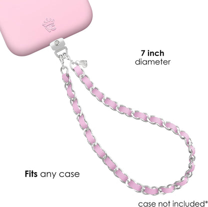 VELVET CAVIAR Leather Chain Phone Charm Wrist Strap - Cute Lanyard Accessory for Women - Fits all Phone Cases (Pink)