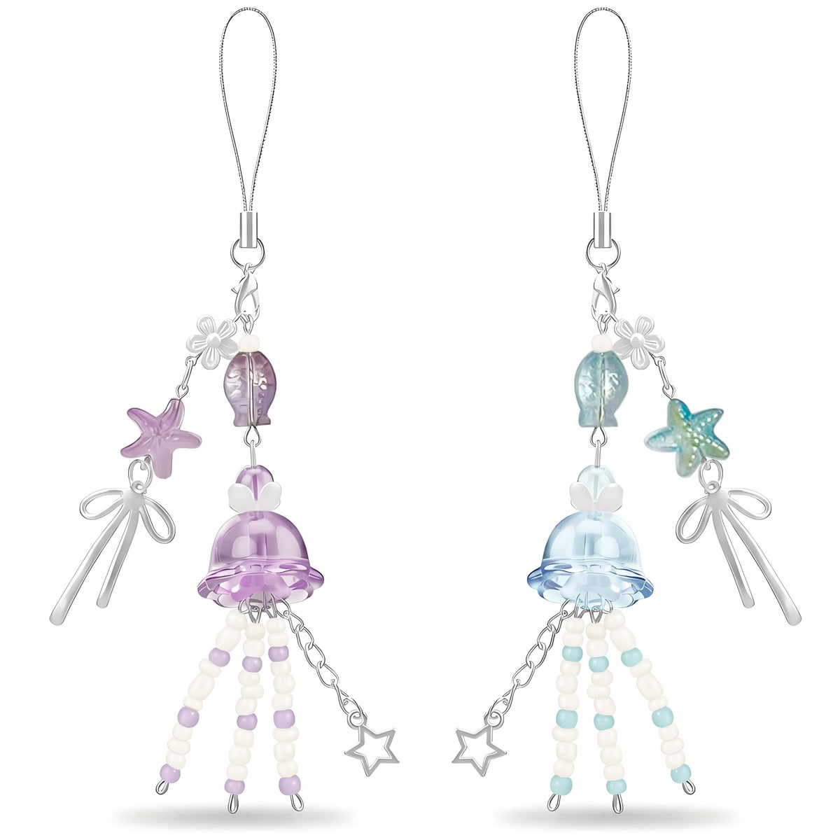 cioatu Y2K Cute Phone Charms Set - Aesthetic Cherry,Flower, Butterfly & Star Cell Phone Straps, Kawaii PhoneAccessories for Bag Keychain, AirPods, Camera Decor
