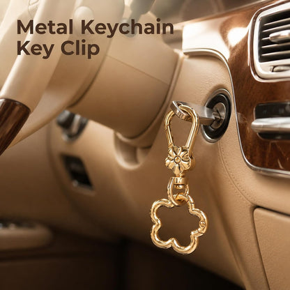 2 Pcs Key Holder for Purse, Gold Flower Swivel Keychain Clip Clasp