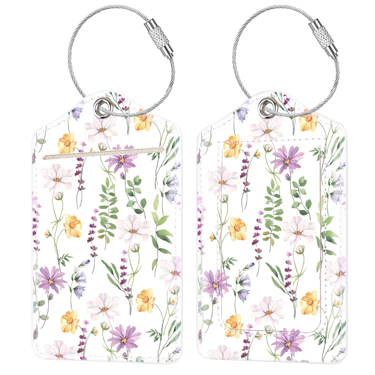 (2 Pack) Luggage Tags Glitter Leather Suitcase Tags Bag Bling Travel Tag