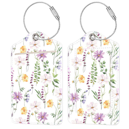 (2 Pack) Luggage Tags Glitter Leather Suitcase Tags Bag Bling Travel Tag