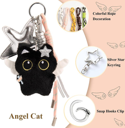 Bag Charm Cute Black Cat Plush Keychain Backpack Purse Key Chain Accessories Gifts for Women