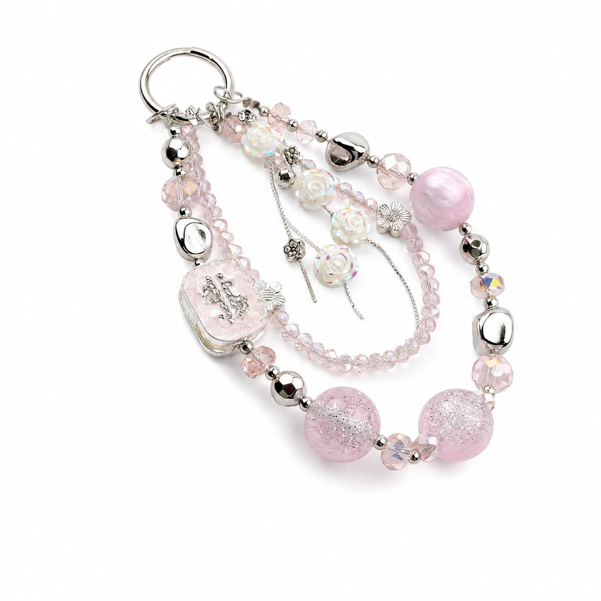 Bloomish Phone Charm, Crystal & Rhinestone Bow Beads Strap - Wristlet Lanyard for Women, Sparkly Bling Cellphone Chain, Purse, or Keys Elegant Accessory & Gift