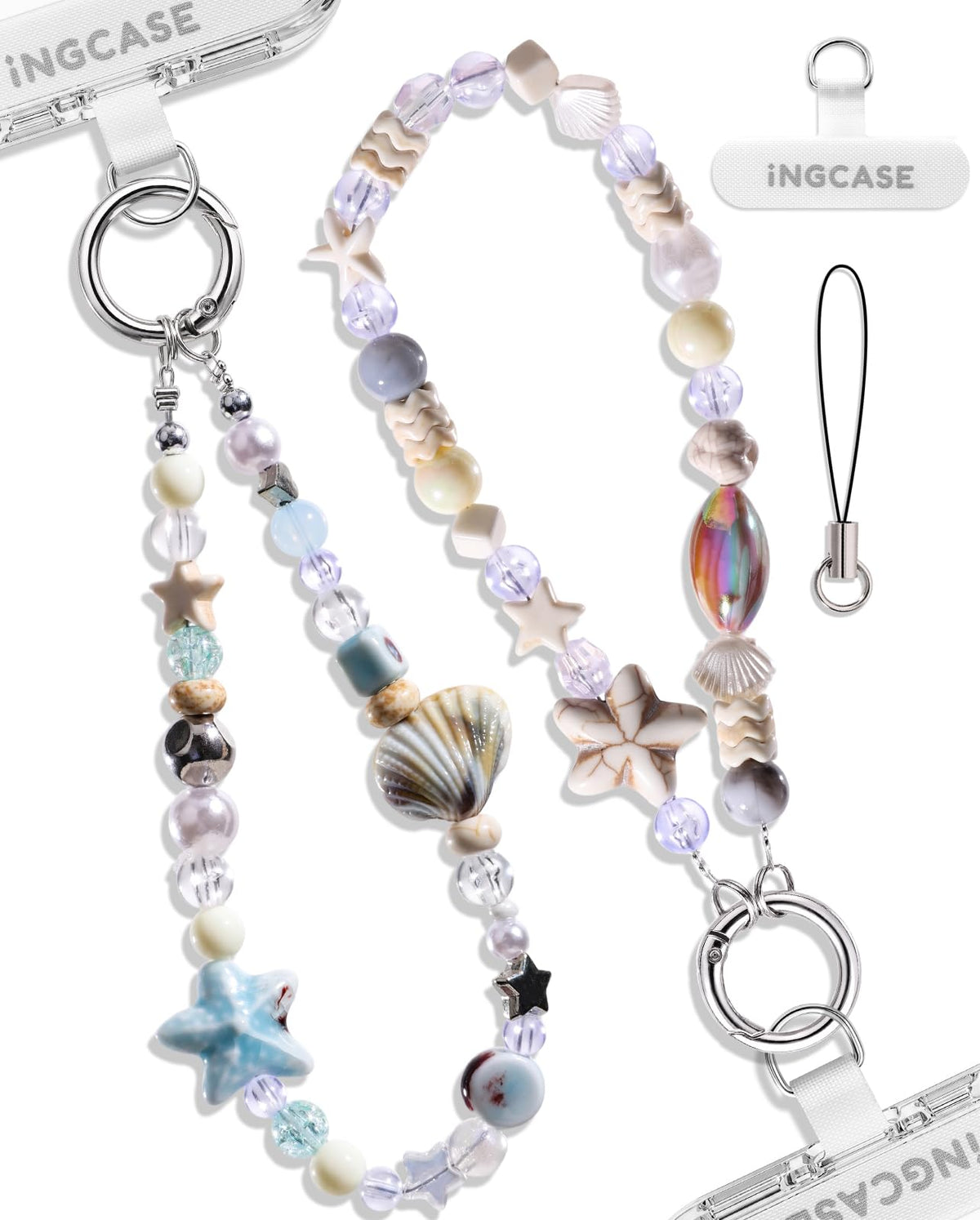 2Pcs phone charm wrist strap with Crystal Beaded