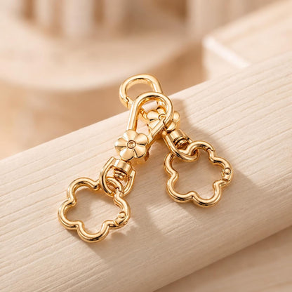 2 Pcs Key Holder for Purse, Gold Flower Swivel Keychain Clip Clasp