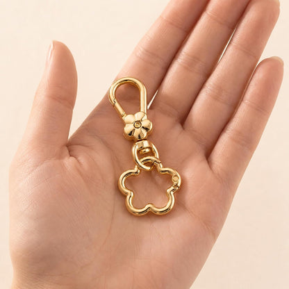 2 Pcs Key Holder for Purse, Gold Flower Swivel Keychain Clip Clasp