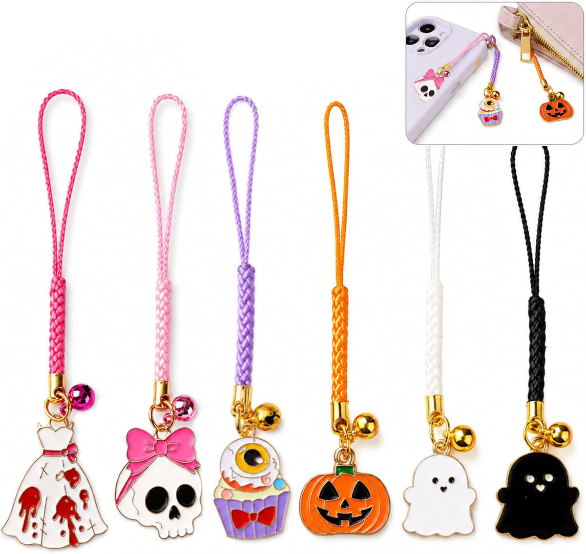 2026 Anime Mobile Phone Charms Halloween Spooky Keychain Lanyard