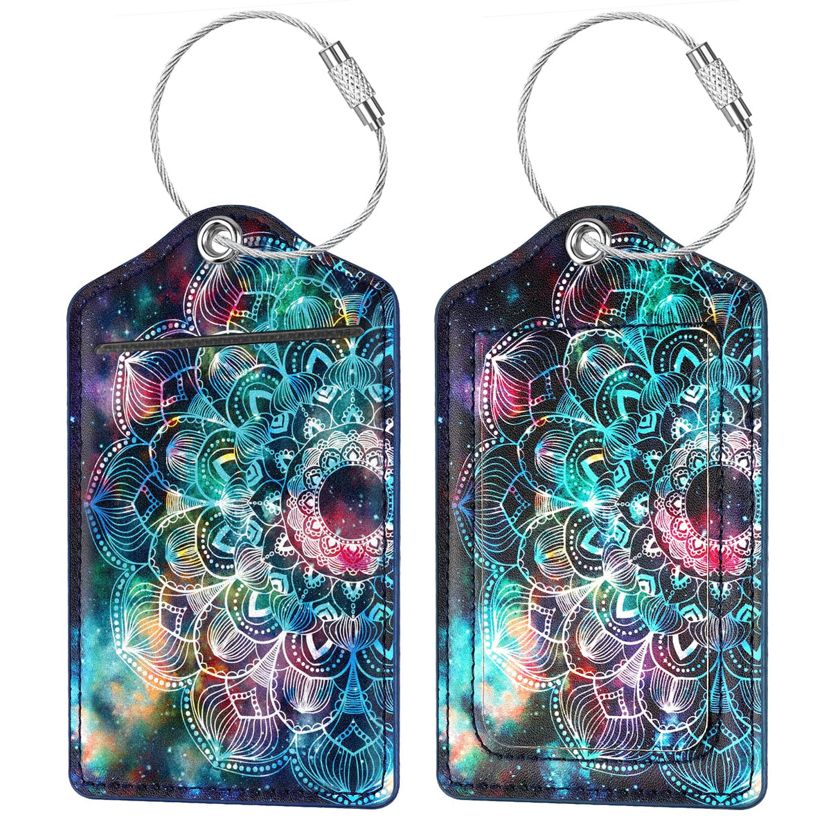 (2 Pack) Luggage Tags Glitter Leather Suitcase Tags Bag Bling Travel Tag