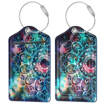 (2 Pack) Luggage Tags Glitter Leather Suitcase Tags Bag Bling Travel Tag