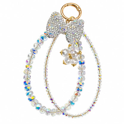 Bloomish Phone Charm, Crystal & Rhinestone Bow Beads Strap - Wristlet Lanyard for Women, Sparkly Bling Cellphone Chain, Purse, or Keys Elegant Accessory & Gift