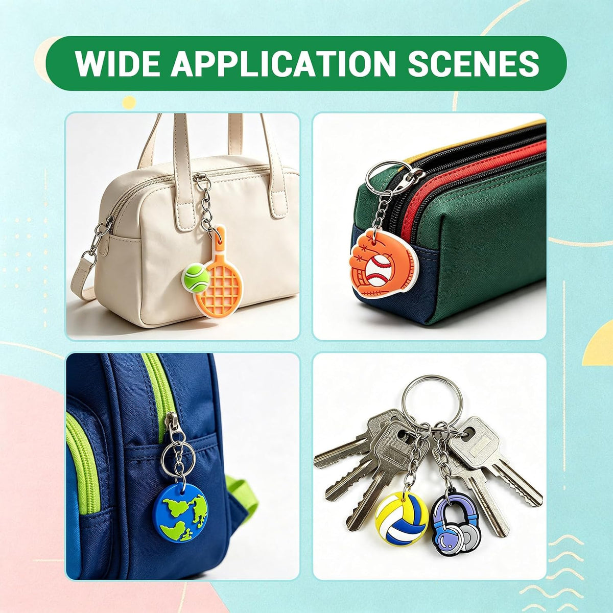 30 35pcs Different Keychains Bulk, Mixed Cute Keychains