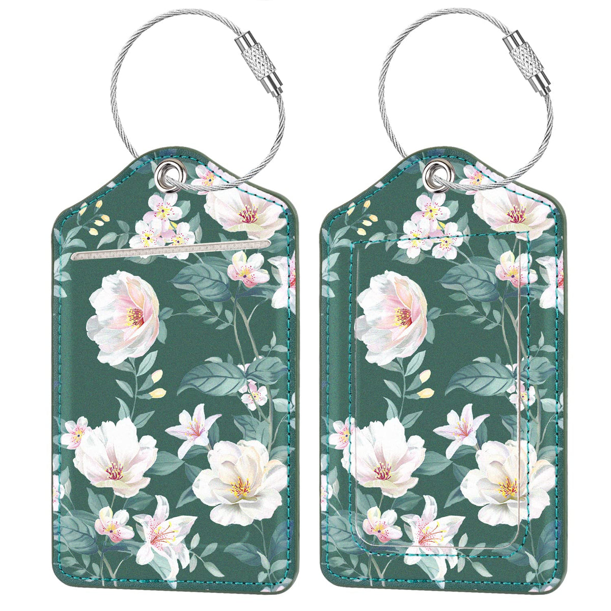 (2 Pack) Luggage Tags Glitter Leather Suitcase Tags Bag Bling Travel Tag