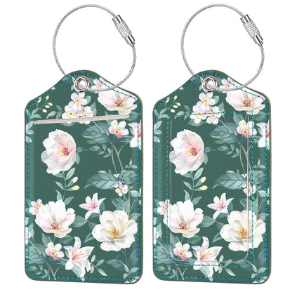 (2 Pack) Luggage Tags Glitter Leather Suitcase Tags Bag Bling Travel Tag