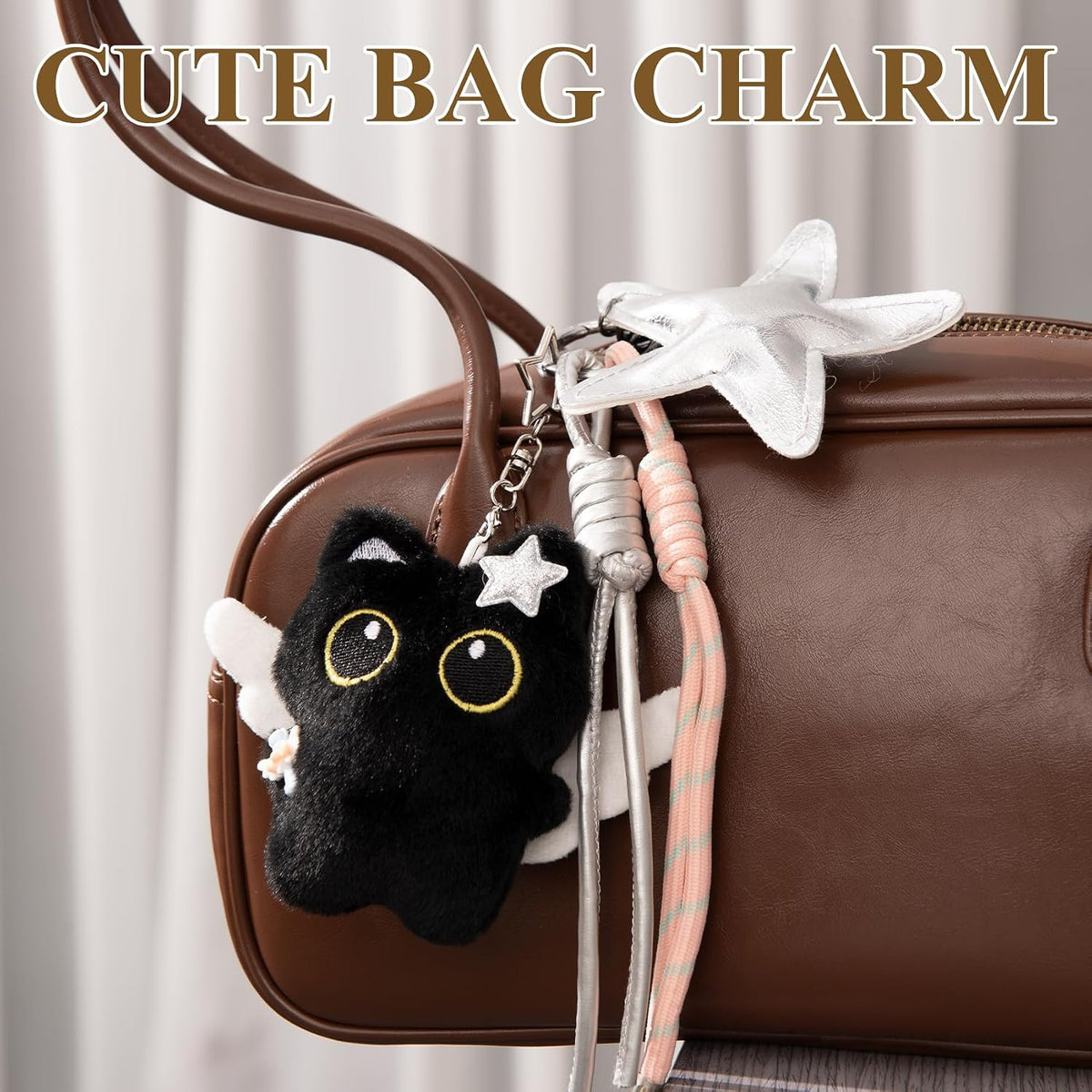 Bag Charm Cute Black Cat Plush Keychain Backpack Purse Key Chain Accessories Gifts for Women