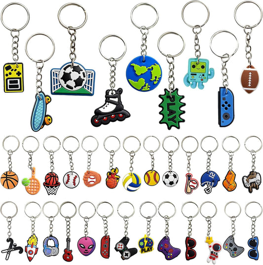 30 35pcs Different Keychains Bulk, Mixed Cute Keychains