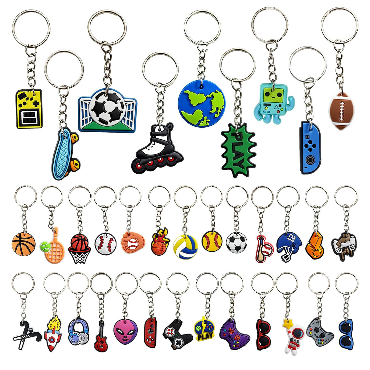 30 35pcs Different Keychains Bulk, Mixed Cute Keychains
