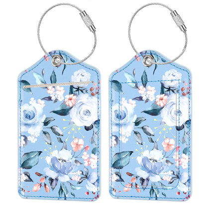 (2 Pack) Luggage Tags Glitter Leather Suitcase Tags Bag Bling Travel Tag