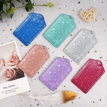(2 Pack) Luggage Tags Glitter Leather Suitcase Tags Bag Bling Travel Tag