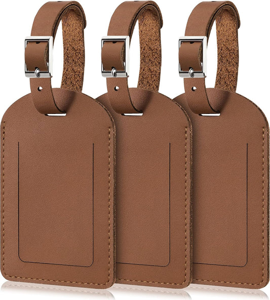 Mayski 3 Pack Leather Luggage Tags for Suitcases, TSA Approved Travel Tags